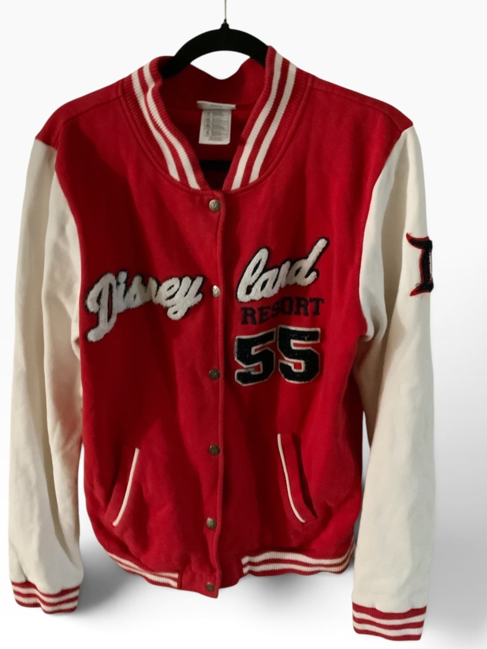 Disney Red and White Varsity Jacket with Embroidered Resort Patch XXL